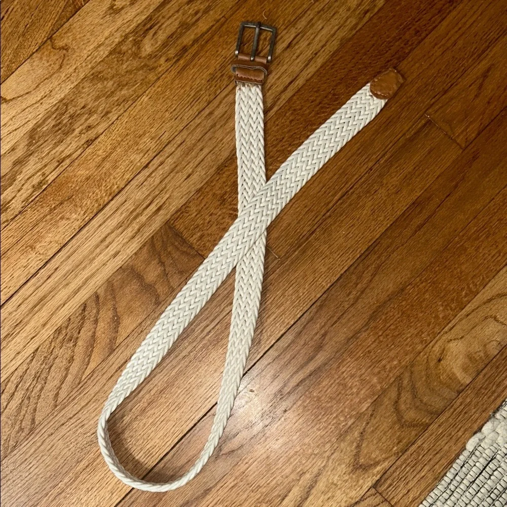 Woven Vintage Braided Cream Belt with Brown Accents MD/ LG